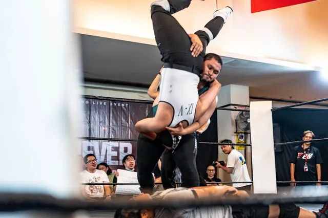 In-ring action seen past the ring ropes